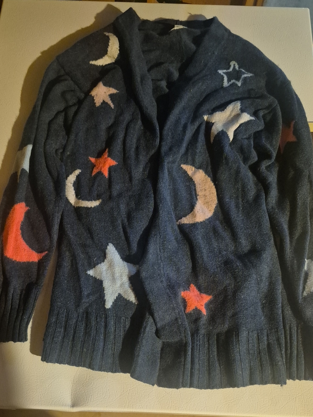 Gymboree Navy Star & Moon Open Cardigan with Colorful Accents